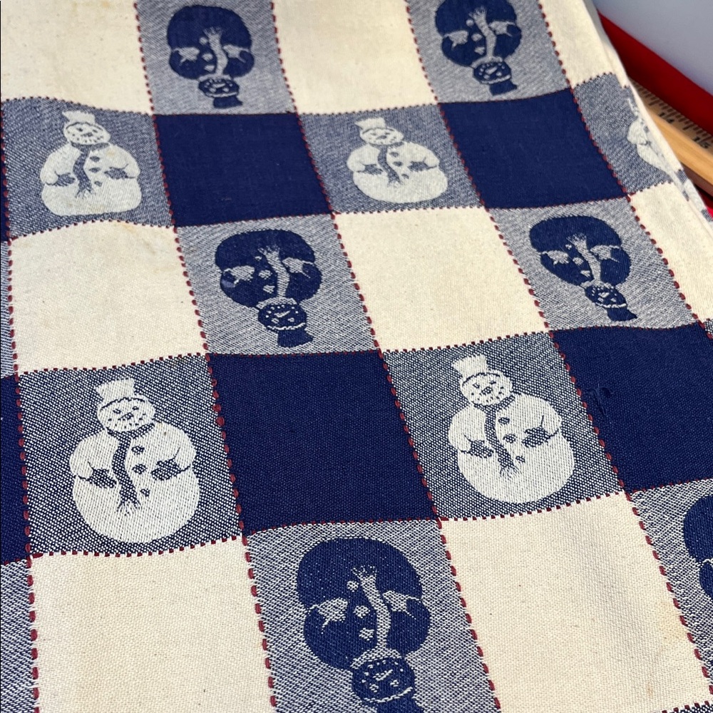 Festive Snowman Blue and Cream Tablecloth